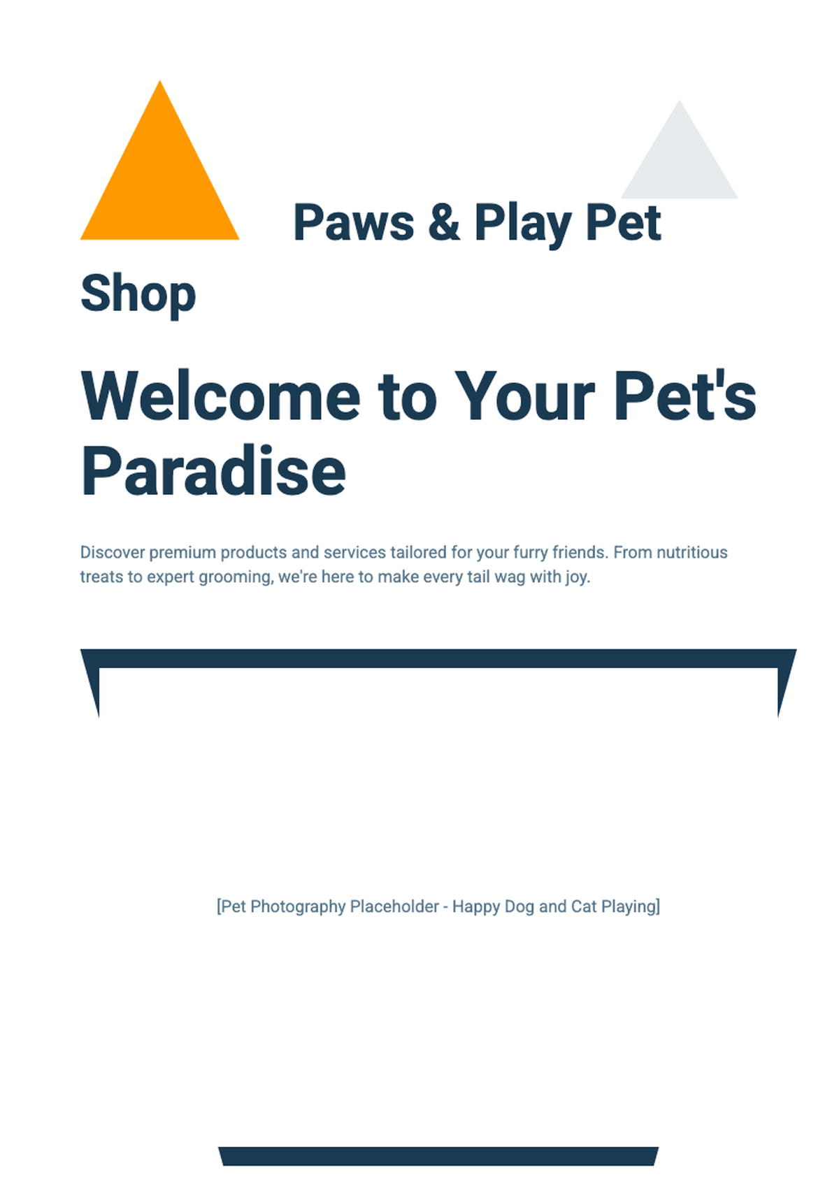 Colorful pet shop flyer with dog image and service sections_variant_2